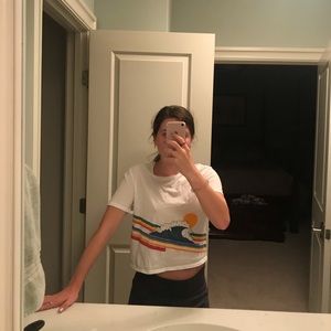 Urban outfitters rainbow wave cropped t shirt
